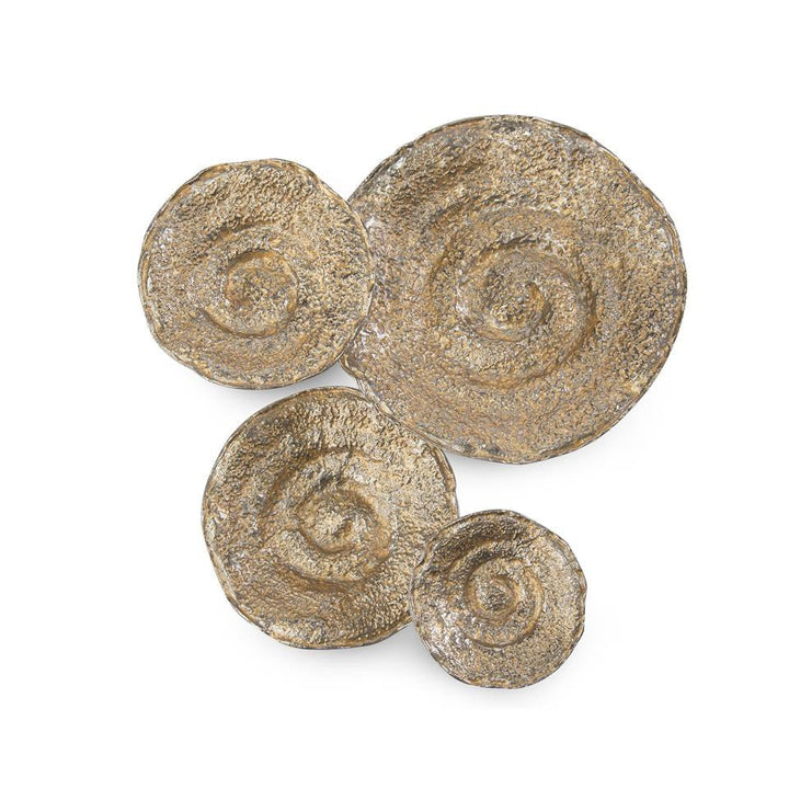 Wall Decor Set Of Four Gold And Nickel Escargot Wall Hangings - Silver