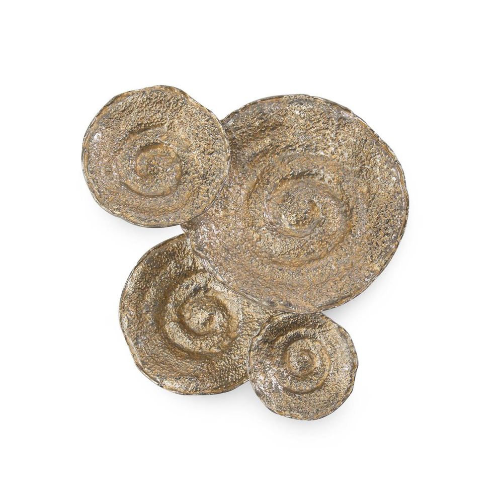 Wall Decor Set Of Four Gold And Nickel Escargot Wall Hangings - Silver