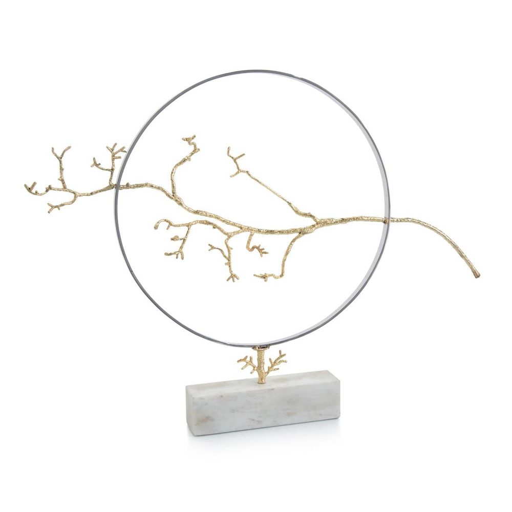 Decorative Objects Hoop And Branch Sculpture - Silver