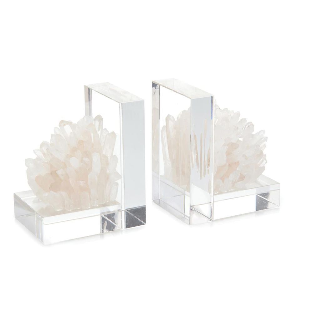 Bookends Set Of Two Quartz Crystal Bookends - Clear