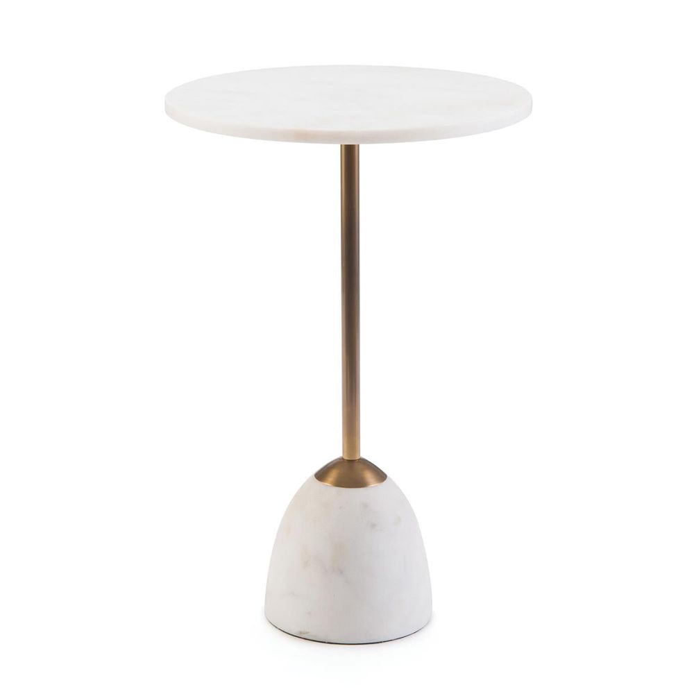 Side Tables Brass And Marble Martini Side Table - Clear, Off White