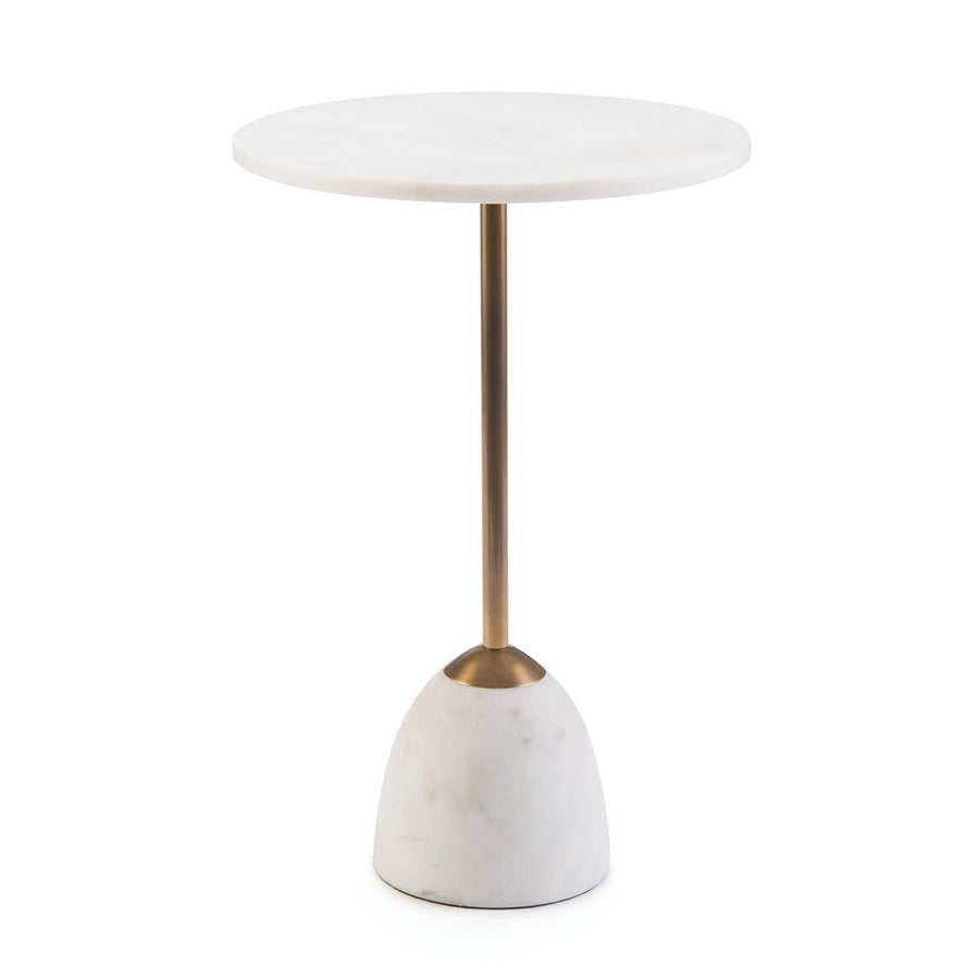 Side Tables Brass And Marble Martini Side Table - Clear, Off White