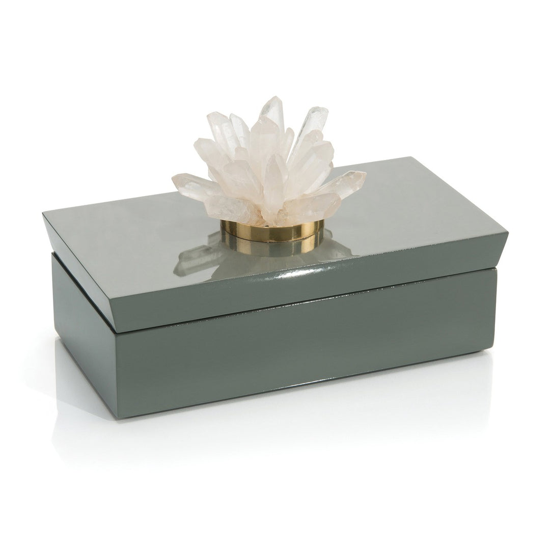 Camden Box With Stone, Quartz - Gray - Brass