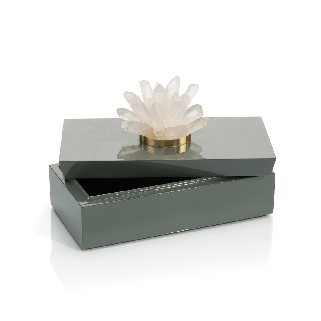 Camden Box With Stone, Quartz - Gray - Brass