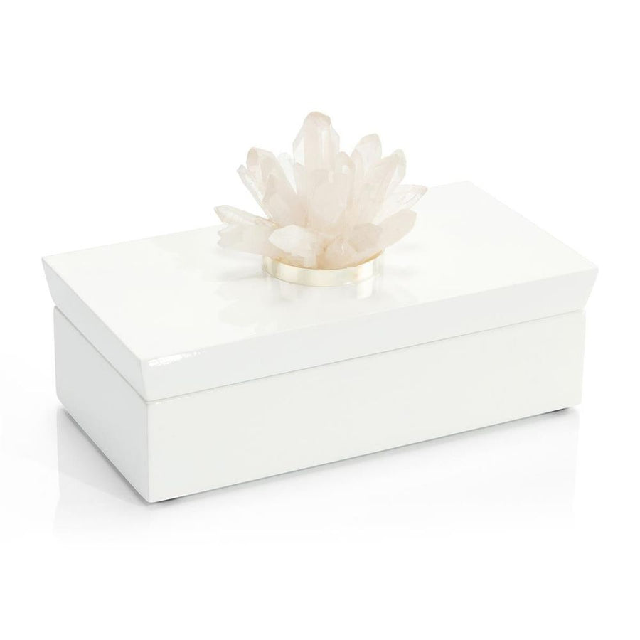 Boxes Long White Box With Stone, Quartz - White