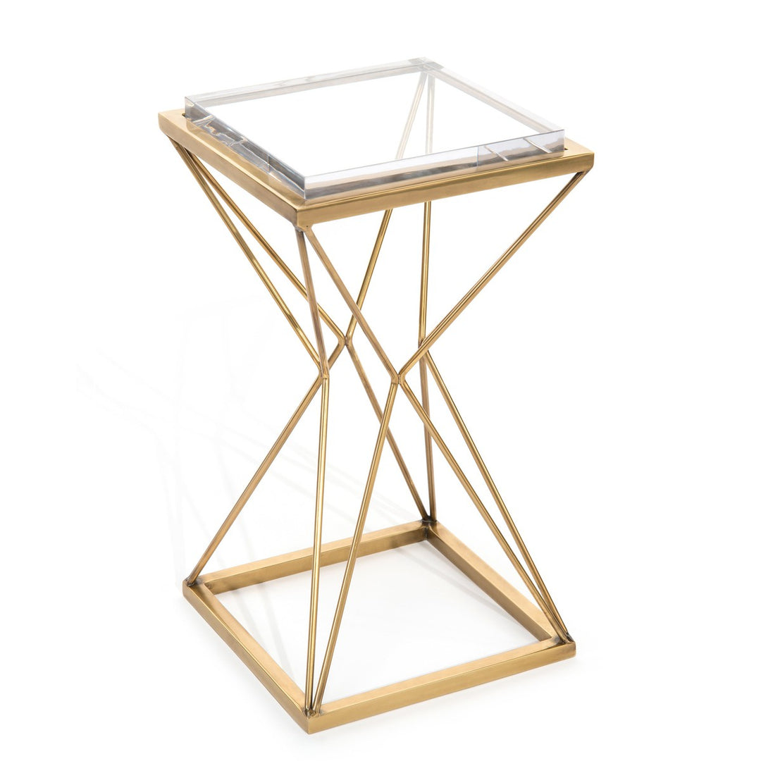 Solis Martini Table - White - Brass