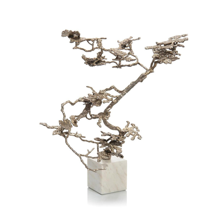 Evander Bonsai Sculpture - Silver, White