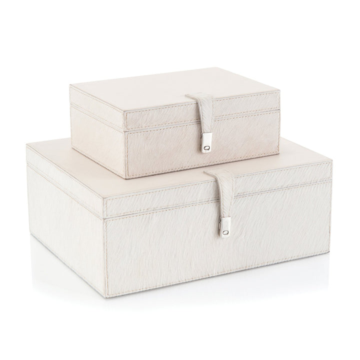 Glamorous Of Two Cream Leather Boxes - White