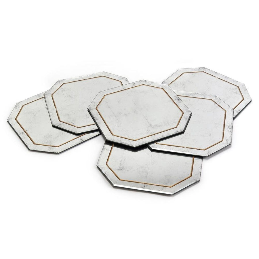 Placemats Ellery Eglomise Placemats - Silver - Glass