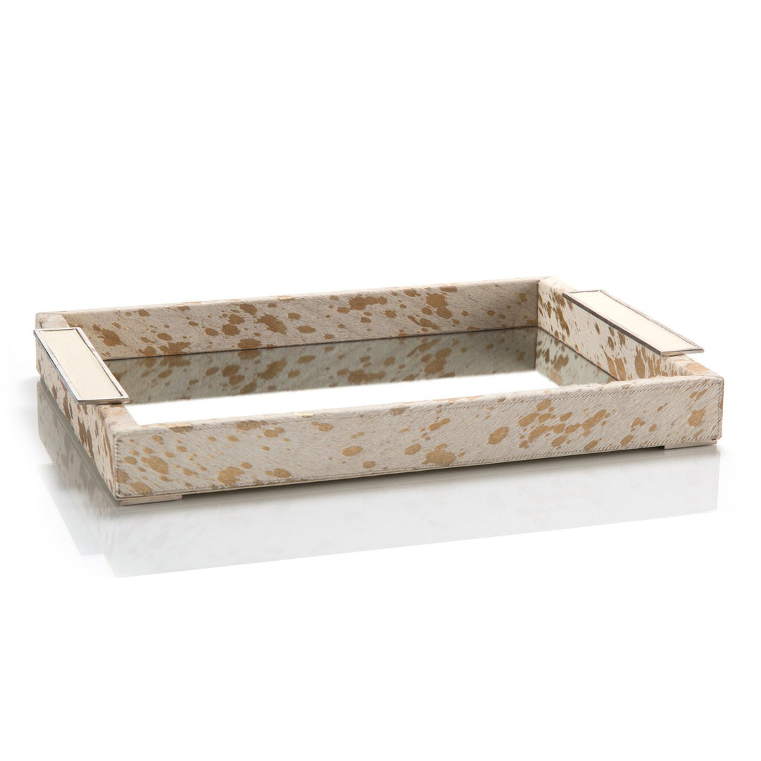 Ellery And Gold Hide Mirror Tray - Ivory - Glass