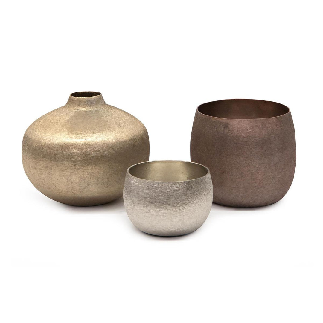 Trio Of Mink Medley Artisan Vases - Gold,Silver