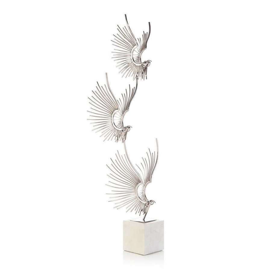 Decorative Objects Sculpted Birds In Flight - White