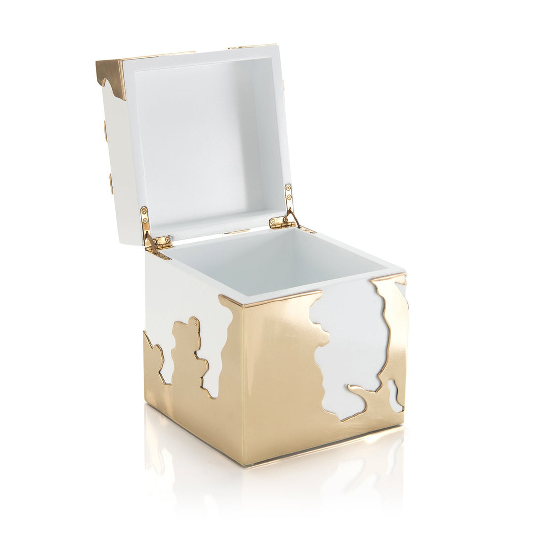 Ellsworth Box in Golden Stainless Steel - White - Steel