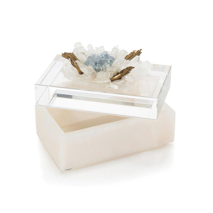 Boxes Festooned In Stones Box With Celestite - Clear, Grey, White