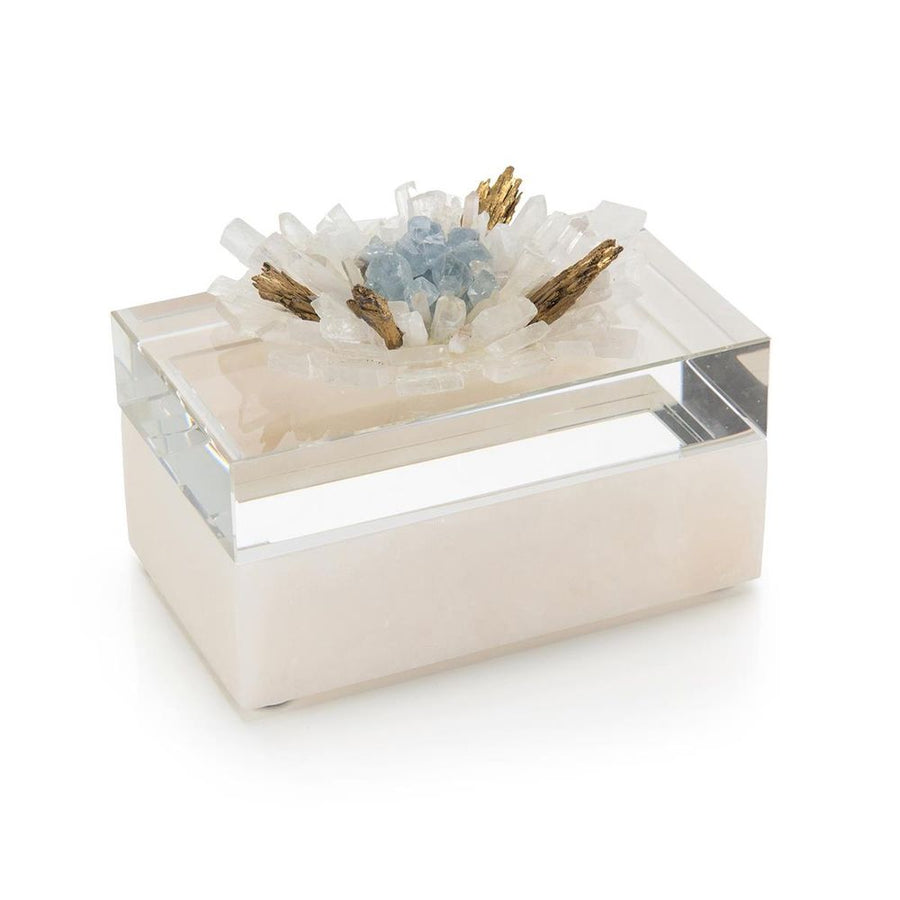 Boxes Festooned In Stones Box With Celestite - Clear, Grey, White