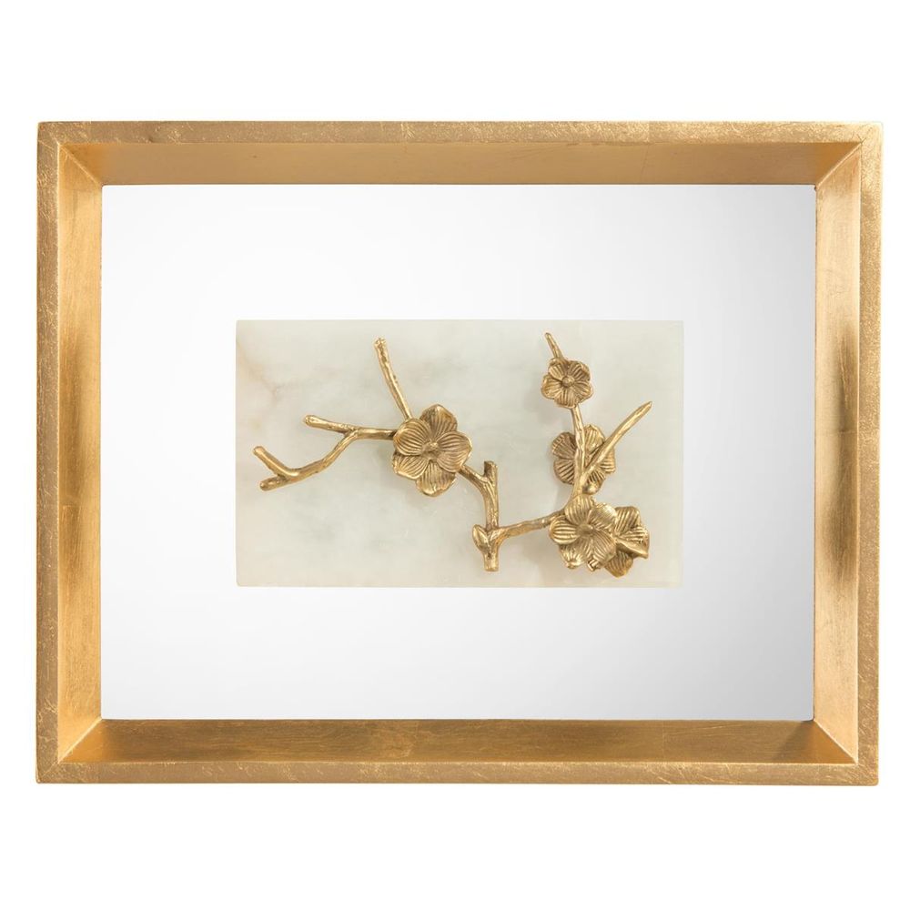 Wall Decor Budding Branch On Alabaster Stone - Grey,White