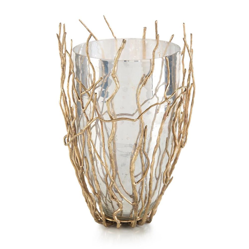 Vases Sapling-Encased Silvered Glass Vase - Brass