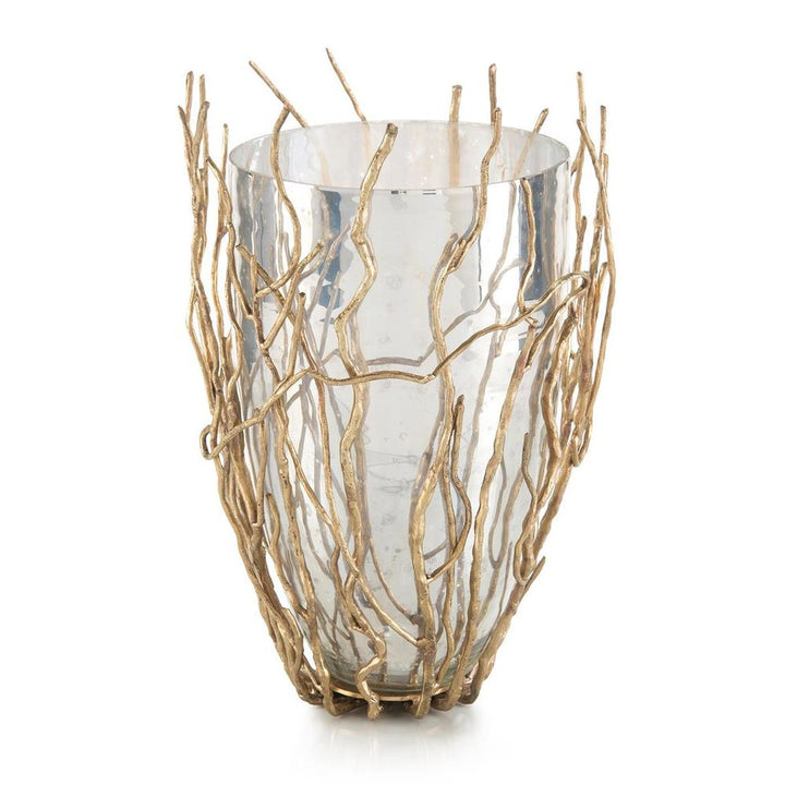 Vases Sapling-Encased Silvered Glass Vase - Brass