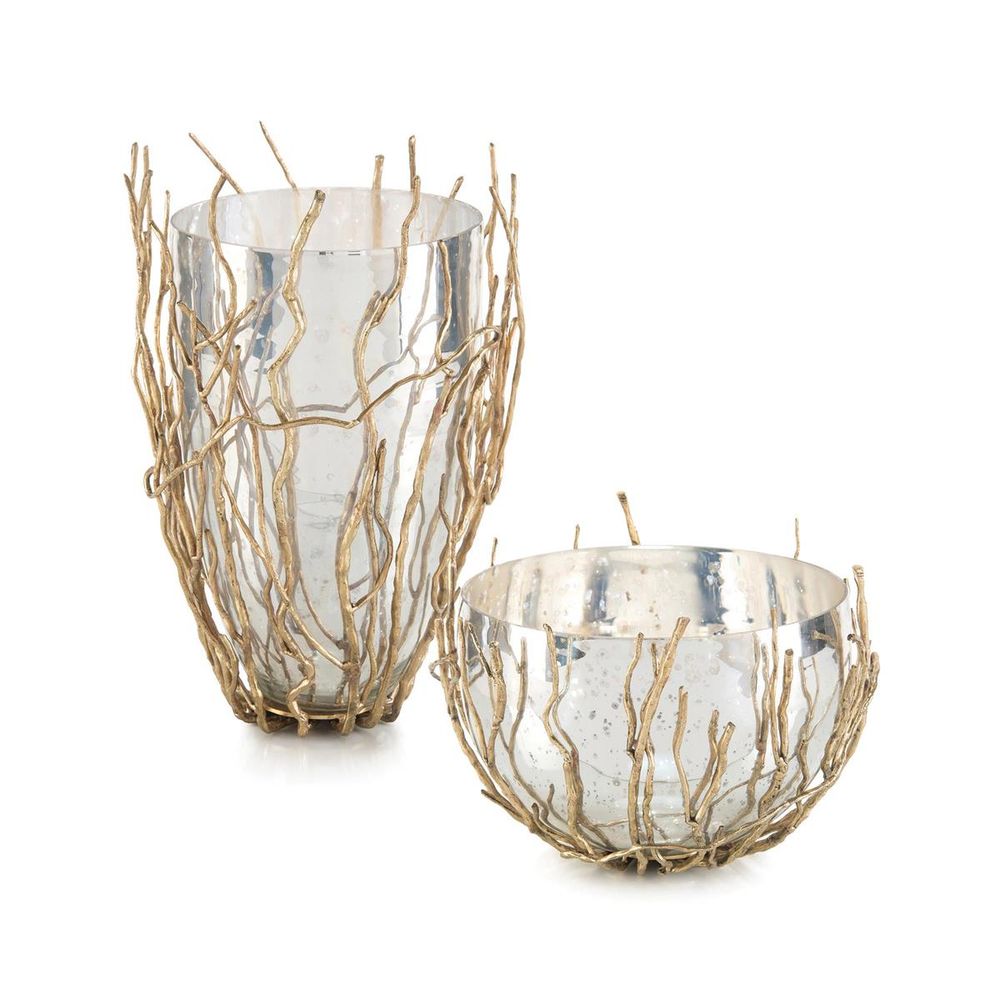 Bowls Sapling-Encased Silvered Glass Bowl - Silver