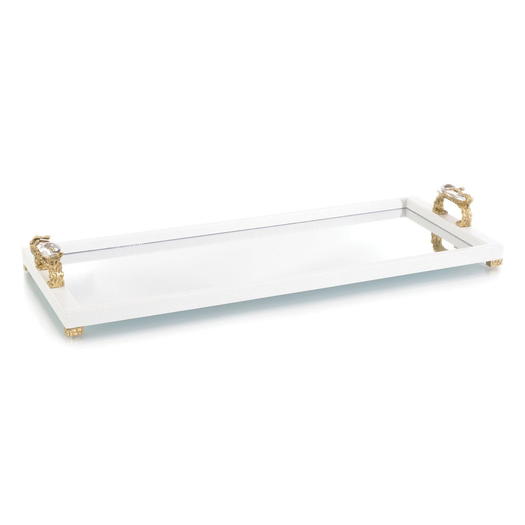 Ellery Crystal In Organic Tray - White - Brass