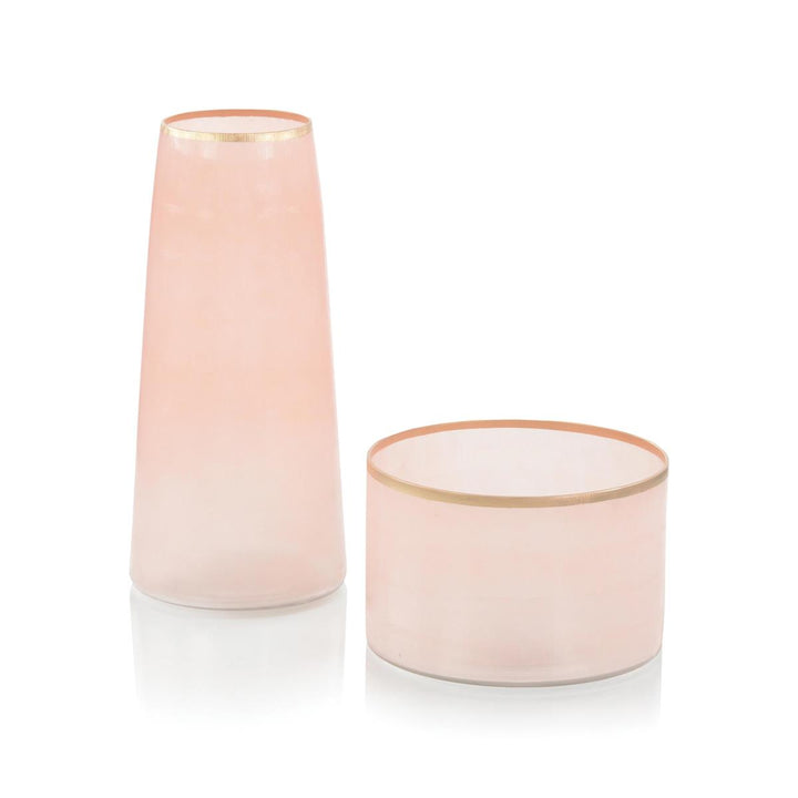 Pair Of Pale Pink Glass Vases