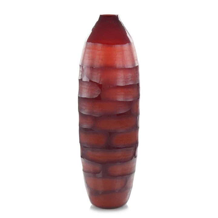 Crimson Etched Glass Vase I