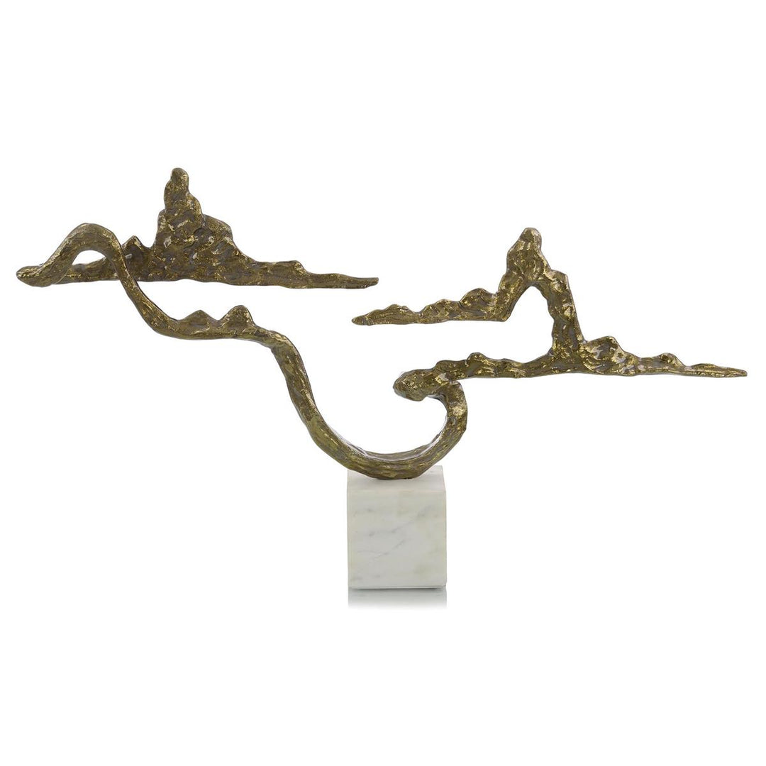 Arlo Floating Island Sculpture - Brass, Silver, White