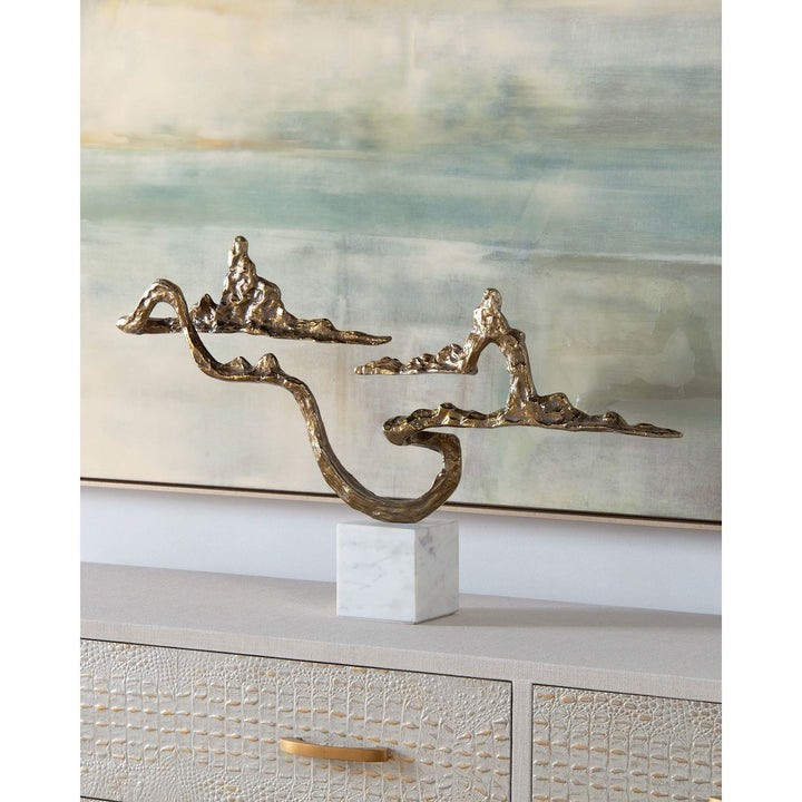 Arlo Floating Island Sculpture - Brass, Silver, White