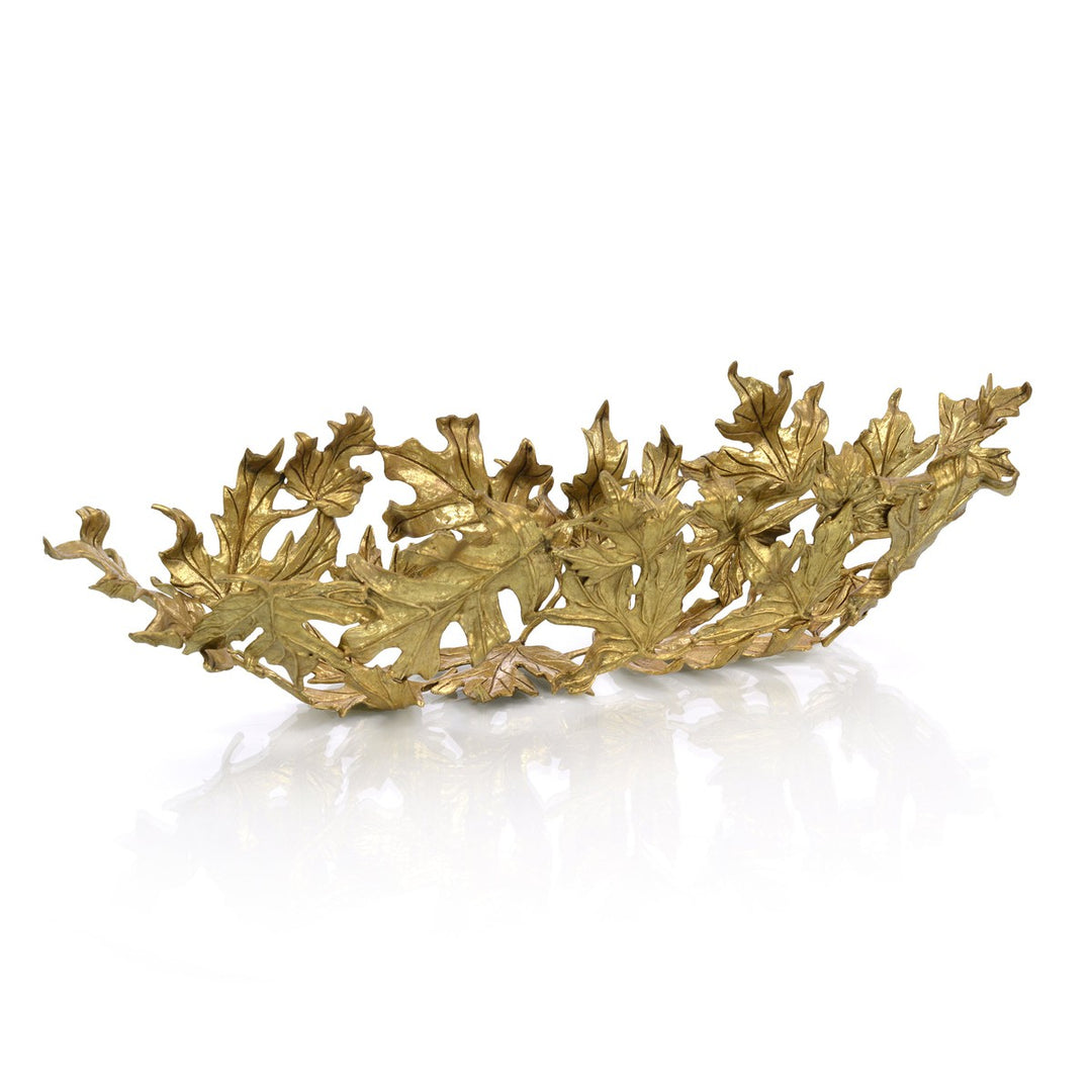 Solis Leaves Oblong Bowl - Brass