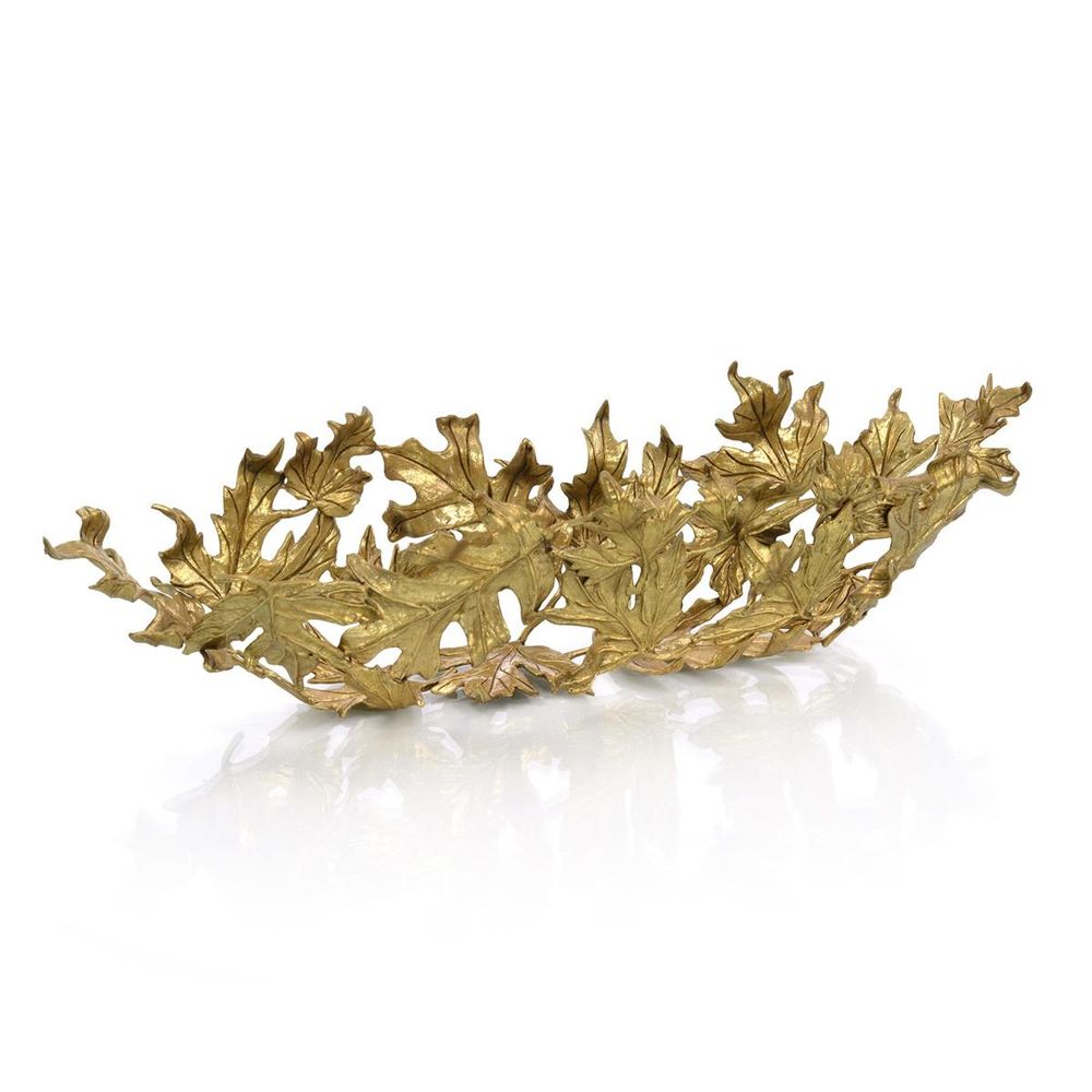 Bowls Solis Leaves Oblong Bowl - Brass