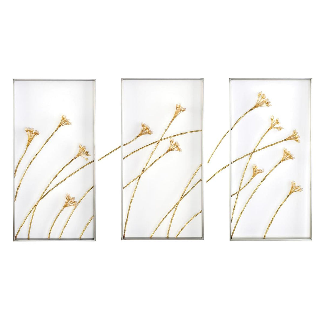 Trio Of Windswept Triptych Wall Panels - Silver