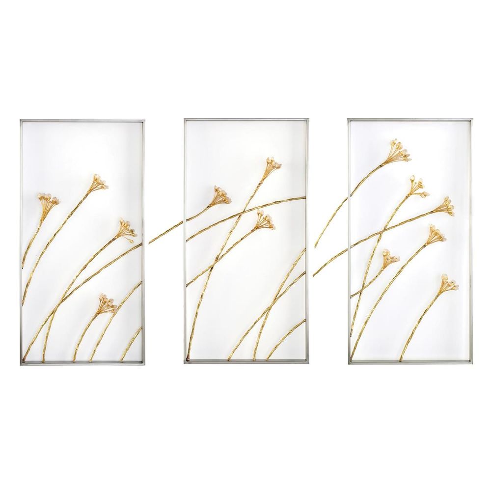Wall Decor Set Of Three Windswept Triptych Wall Panels - Silver