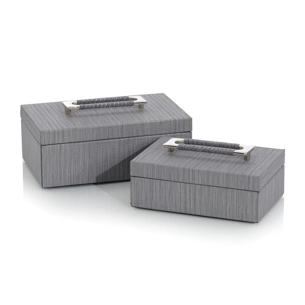 Boxes Eclipse Charcoal Confetti Leather Boxes - Silver