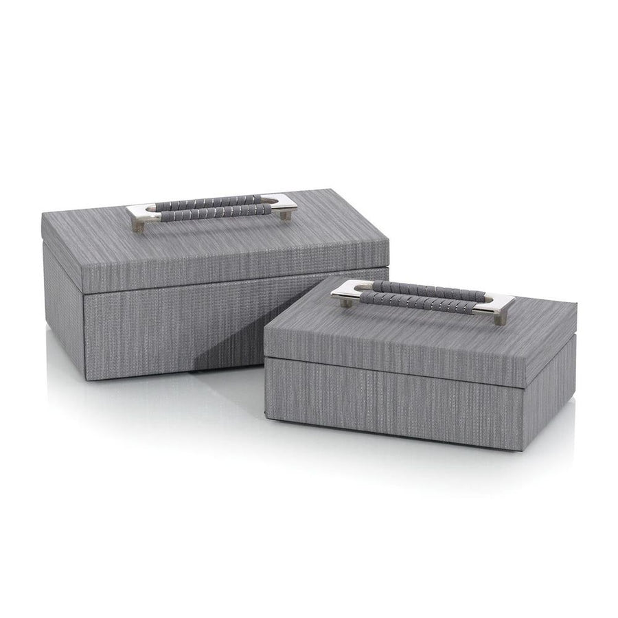 Boxes Eclipse Charcoal Confetti Leather Boxes - Silver