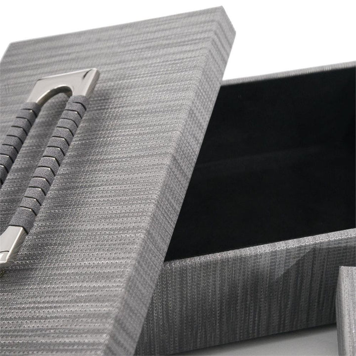 Boxes Set Of Two Charcoal Confetti Leather Boxes - Silver