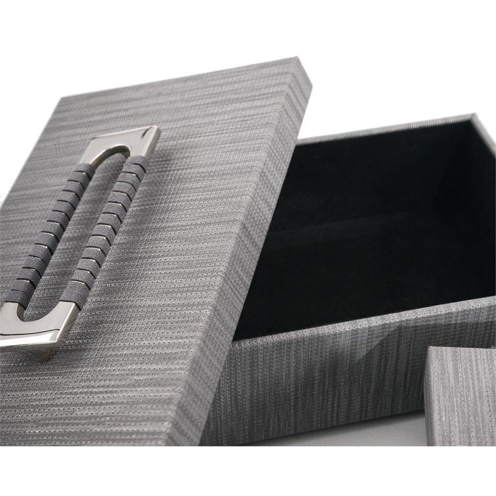 Boxes Set Of Two Charcoal Confetti Leather Boxes - Silver