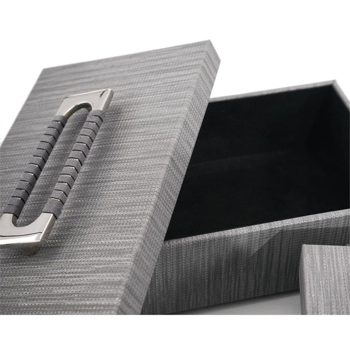 Boxes Set Of Two Charcoal Confetti Leather Boxes - Silver