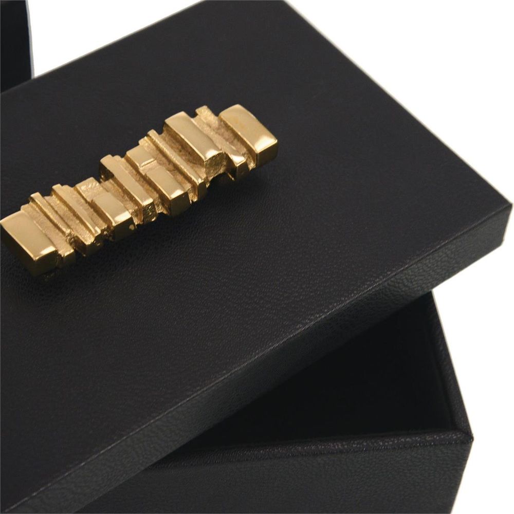 Boxes Set Of Two Onyx Antique Grain Leather Boxes - Brass