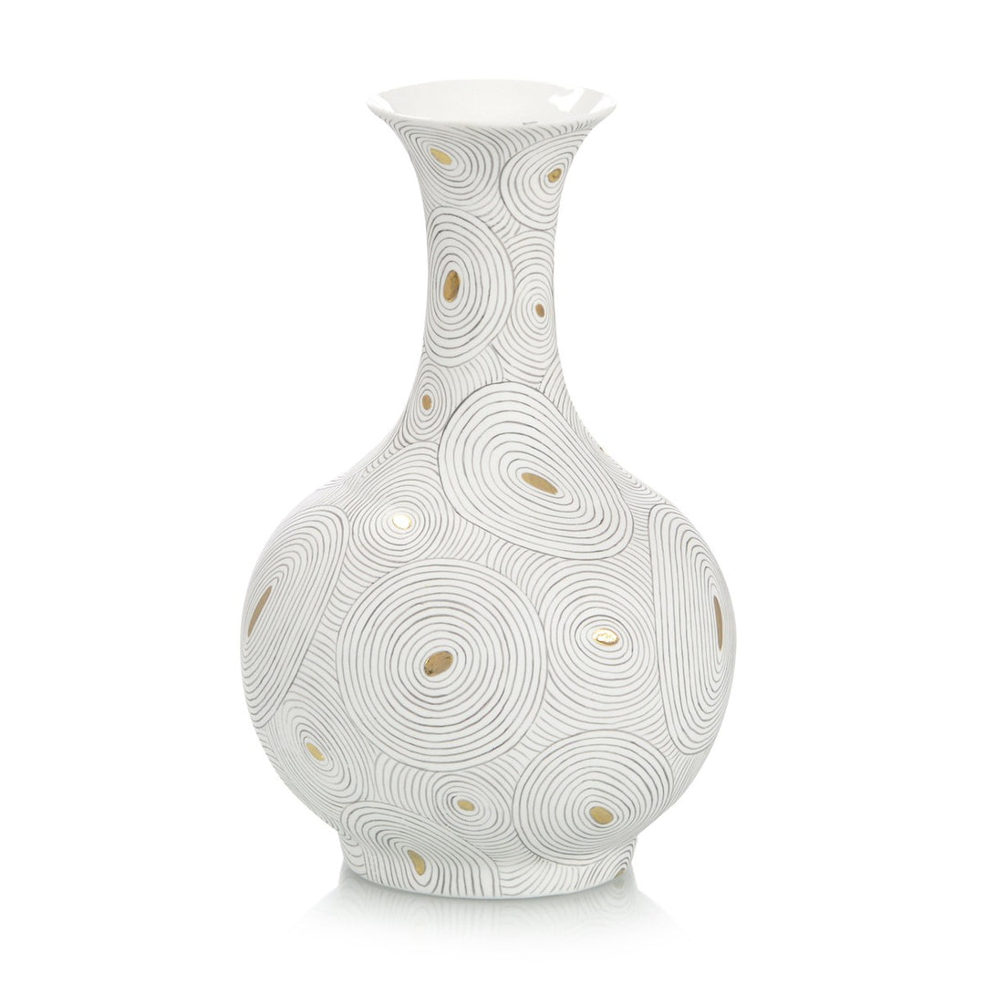 Ellery Porcelain Vase With Gold I - White - Porcelain