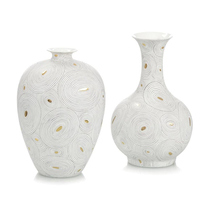 Vases White Porcelain Vase With Gold I - White