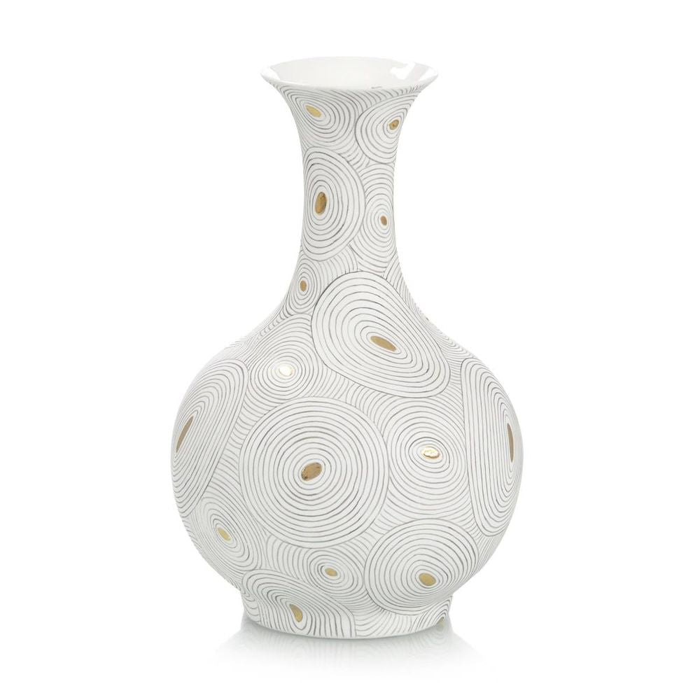 Vases White Porcelain Vase With Gold I - White