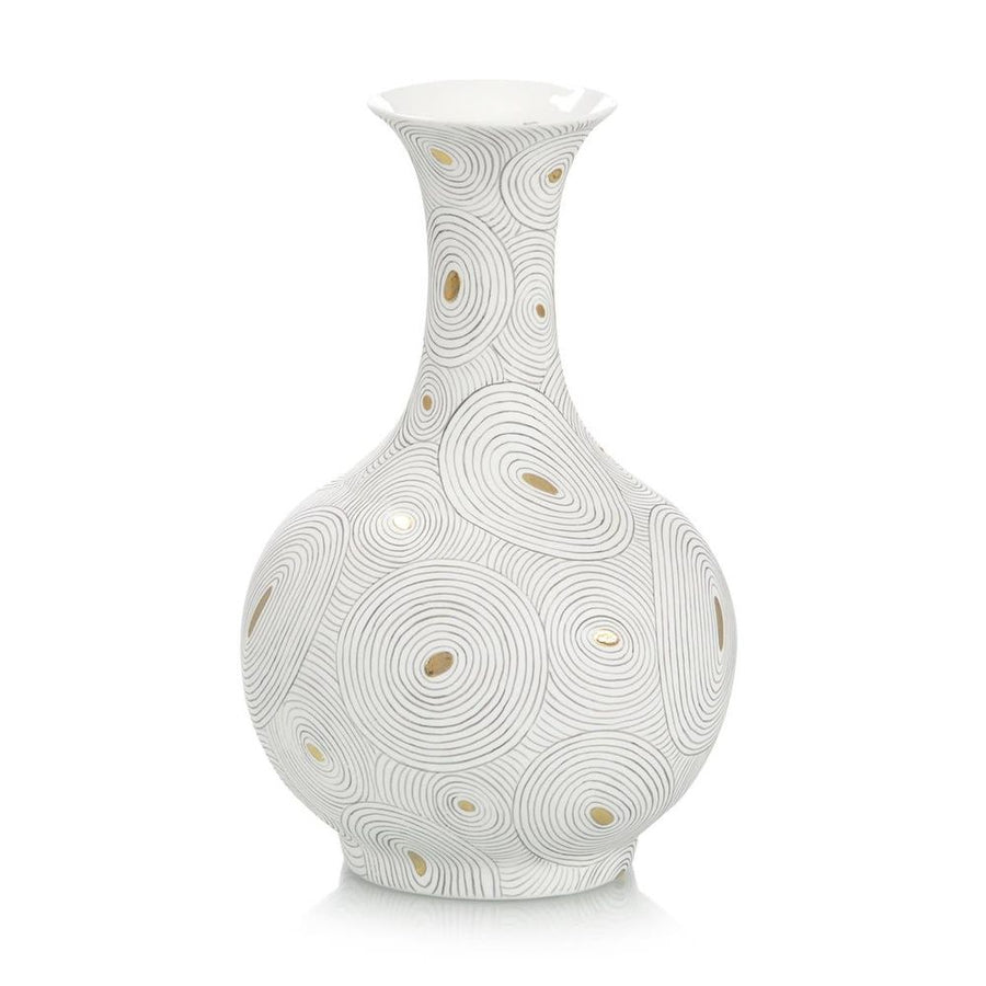 Vases White Porcelain Vase With Gold I - White