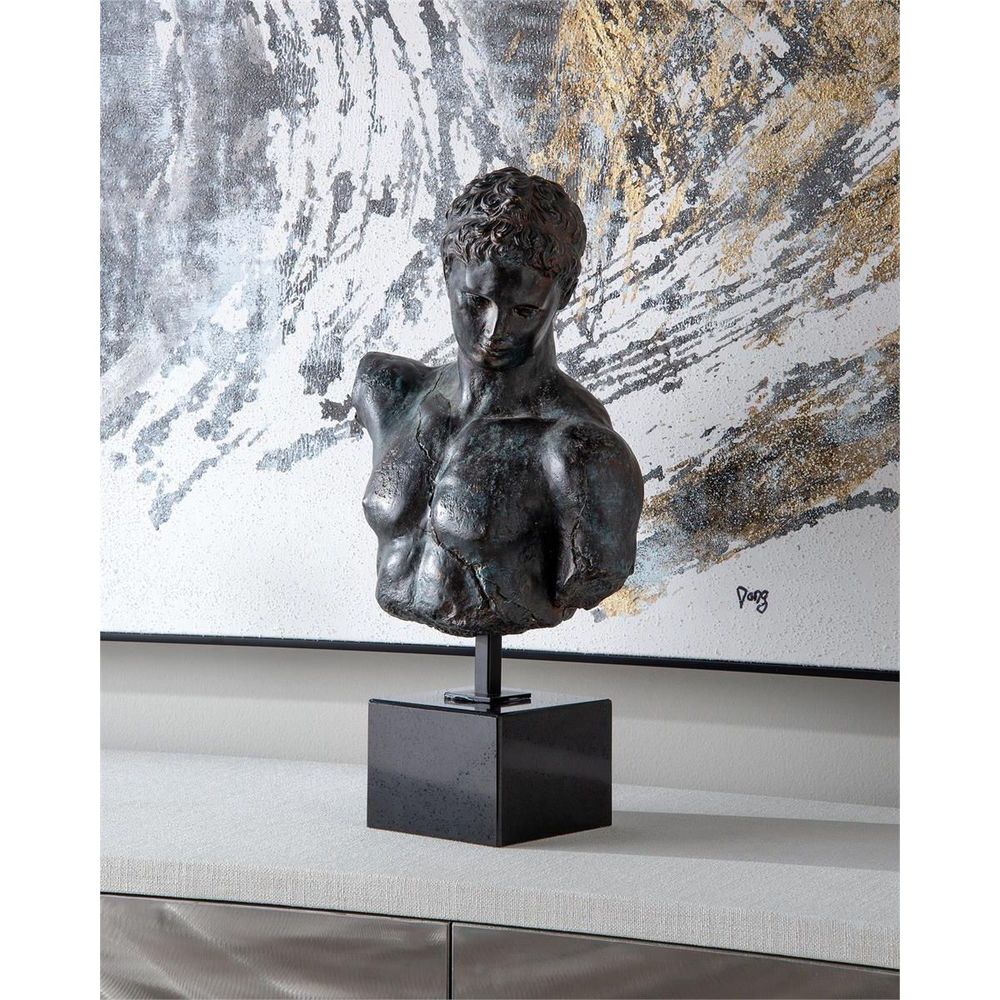 Decor Greek Bust In Verde-Black - Bronze