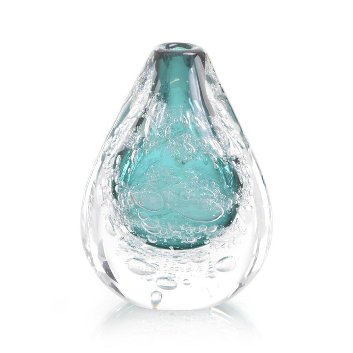 Cerulean Art Glass Vase With Bubbles