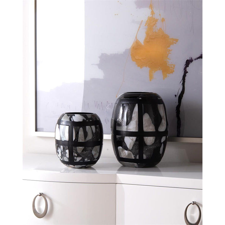 Pair Of Monochrome Glass Vases