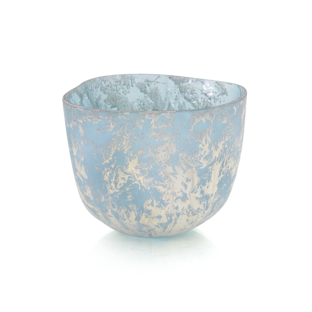 Ellery Blue Bowl With Silver Overlay - Blue - Glass