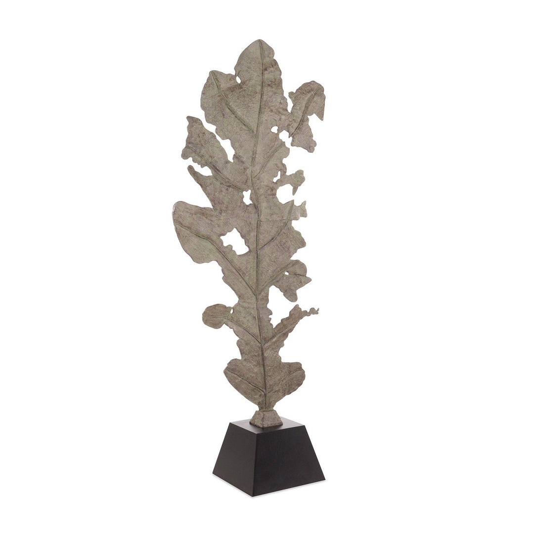 Alden Leaf Sculpture In Verdigris Bronze - Green - Aluminum