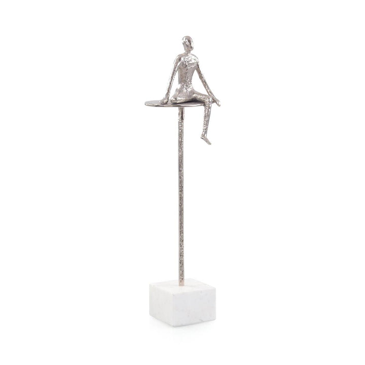 Figure On Marble Base I - Off White,Silver