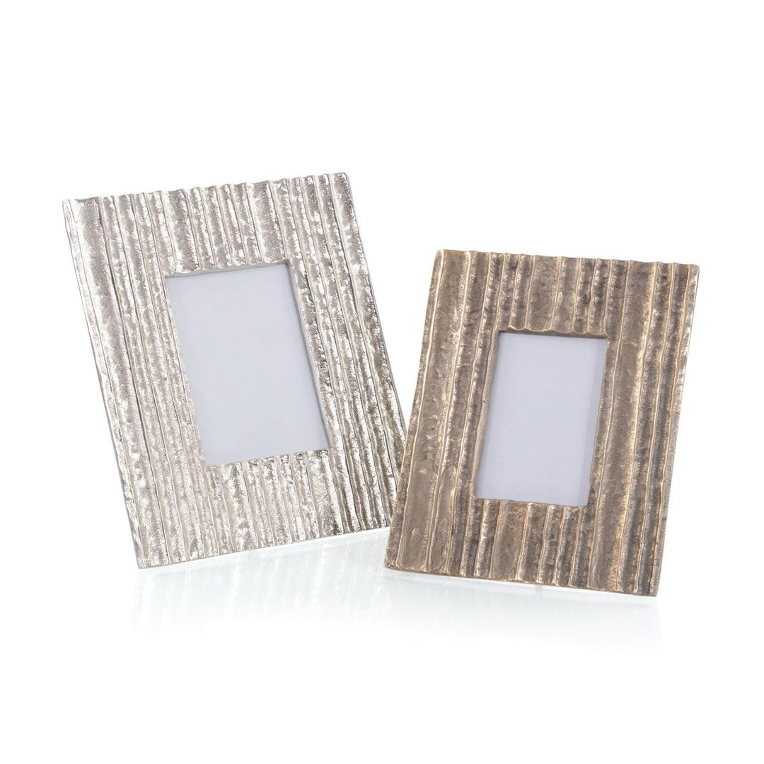 Pair Of Organic Striations Picture Frames - Silver