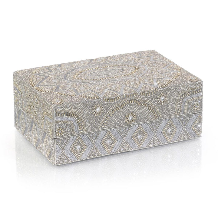 Taryn Hand-Beaded Box II - Grey